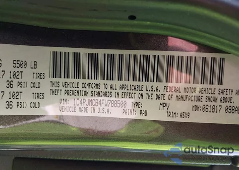 2015 Jeep Cherokee Latitude из США, поврежденный, VIN 1C4PJMCB4FW788500